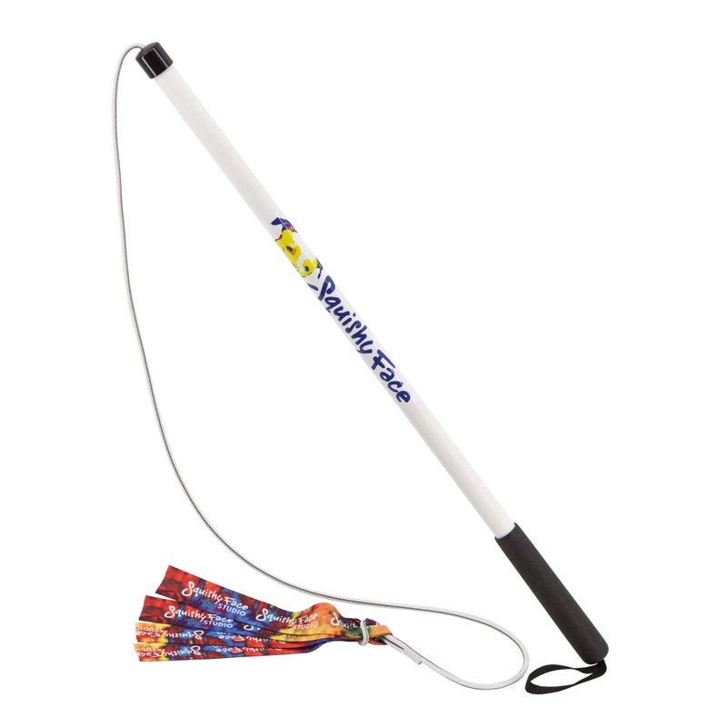 Squishy Face Studio Flirt Pole V2 with Lure - Durable Dog Toy for Fun Obedience Training & Exercise, Rainbow Tie Dye, Regular - 36 inch - Image 1